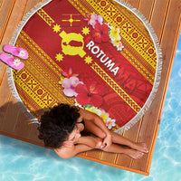 Rotuma Island Beach Blanket Fijian Tapa with Polynesian Art and Hibiscus