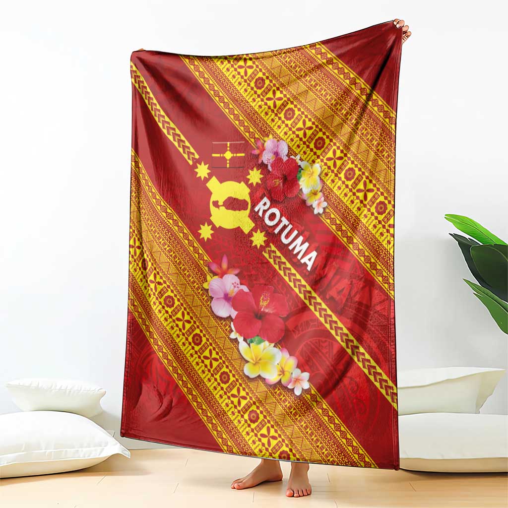 Rotuma Island Blanket Fijian Tapa with Polynesian Art and Hibiscus