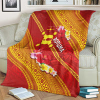 Rotuma Island Blanket Fijian Tapa with Polynesian Art and Hibiscus
