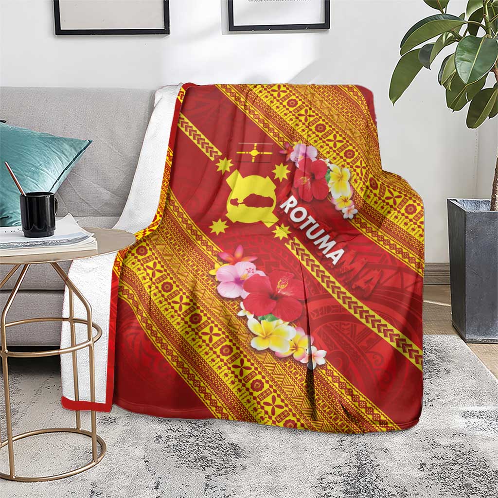 Rotuma Island Blanket Fijian Tapa with Polynesian Art and Hibiscus