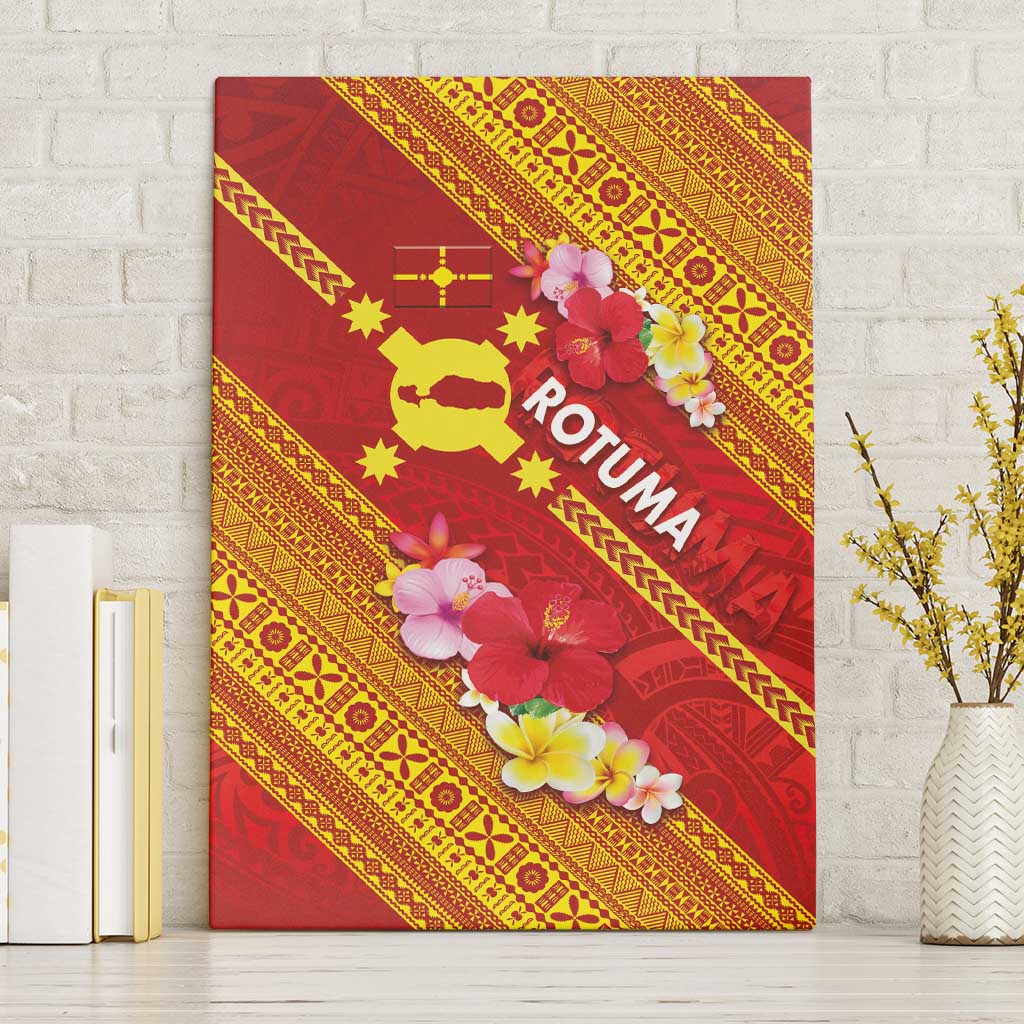 Rotuma Island Canvas Wall Art Fijian Tapa with Polynesian Art and Hibiscus