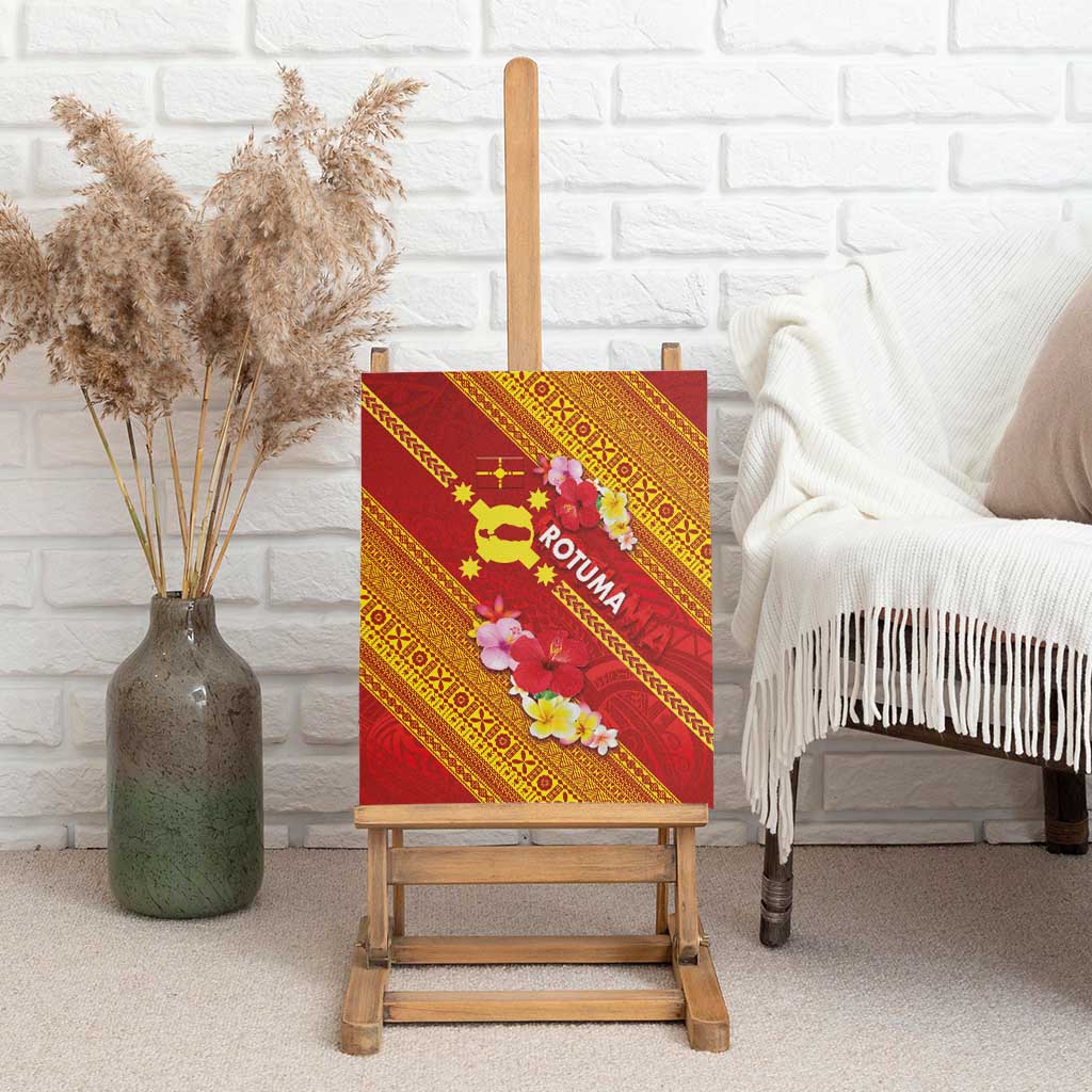 Rotuma Island Canvas Wall Art Fijian Tapa with Polynesian Art and Hibiscus