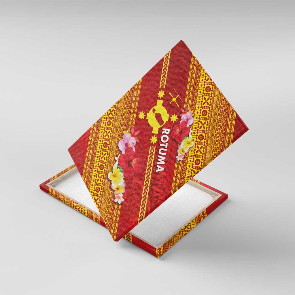 Rotuma Island Canvas Wall Art Fijian Tapa with Polynesian Art and Hibiscus