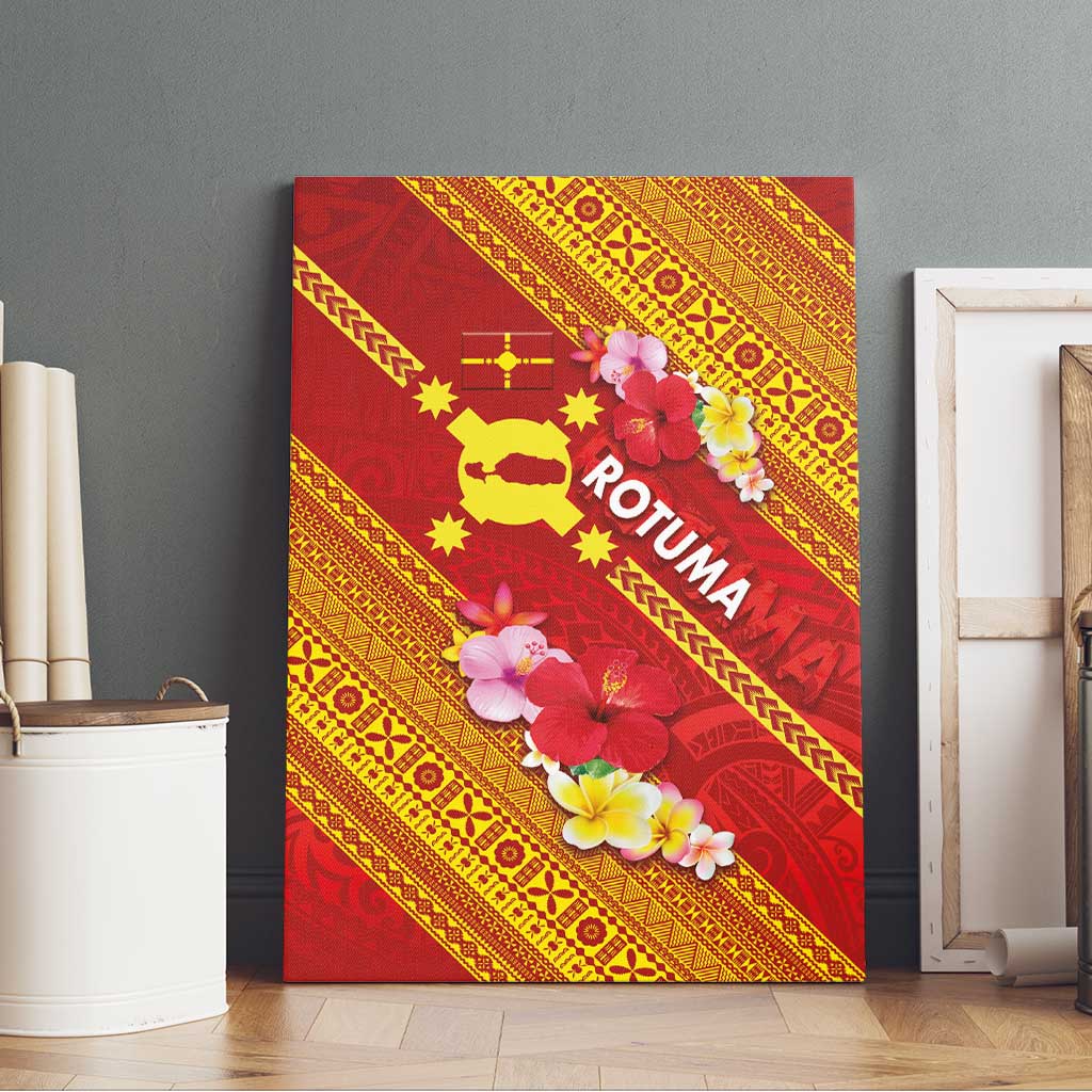 Rotuma Island Canvas Wall Art Fijian Tapa with Polynesian Art and Hibiscus