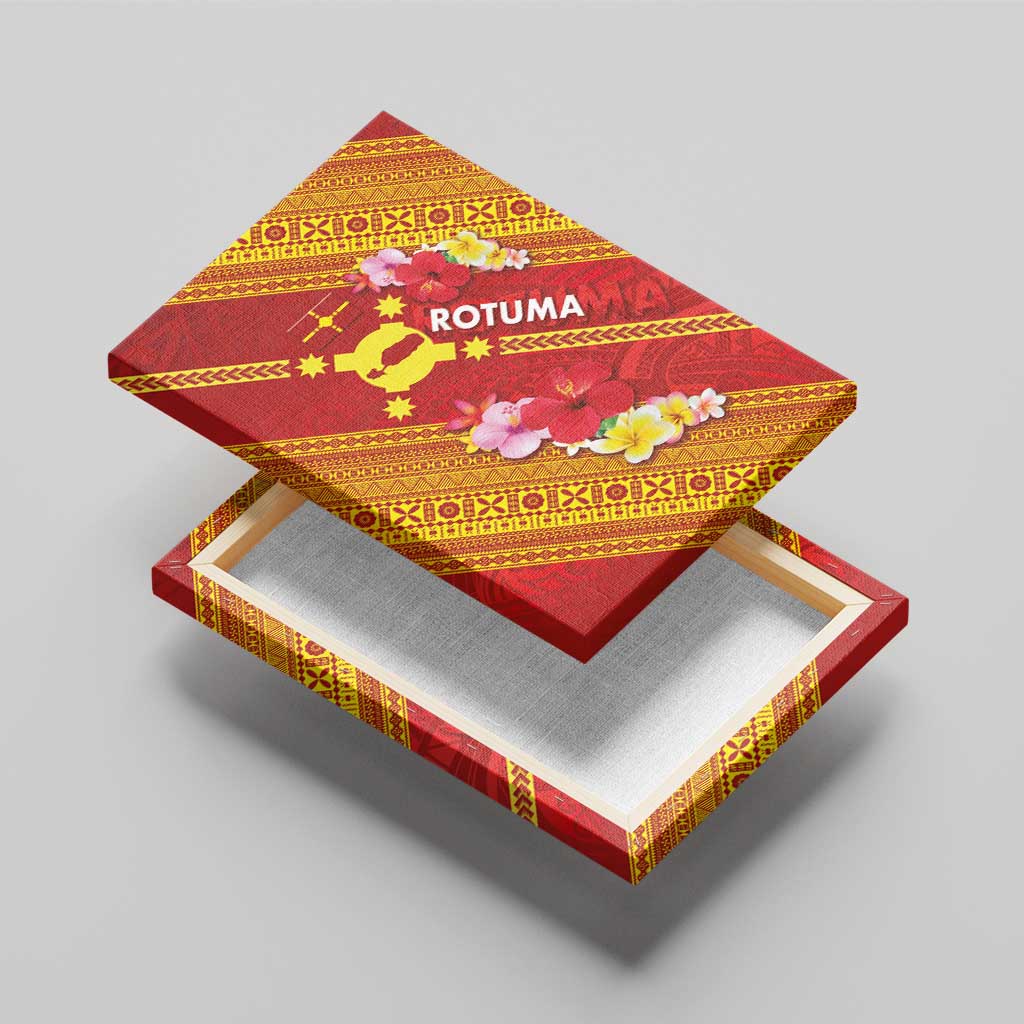 Rotuma Island Canvas Wall Art Fijian Tapa with Polynesian Art and Hibiscus