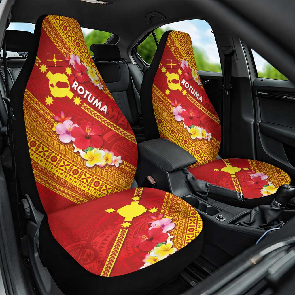 Rotuma Island Car Seat Cover Fijian Tapa with Polynesian Art and Hibiscus