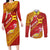 Rotuma Island Couples Matching Long Sleeve Bodycon Dress and Long Sleeve Button Shirt Fijian Tapa with Polynesian Art and Hibiscus