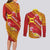 Rotuma Island Couples Matching Long Sleeve Bodycon Dress and Long Sleeve Button Shirt Fijian Tapa with Polynesian Art and Hibiscus