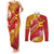 Rotuma Island Couples Matching Tank Maxi Dress and Long Sleeve Button Shirt Fijian Tapa with Polynesian Art and Hibiscus