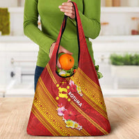 Rotuma Island Grocery Bag Fijian Tapa with Polynesian Art and Hibiscus