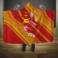 Rotuma Island Hooded Blanket Fijian Tapa with Polynesian Art and Hibiscus