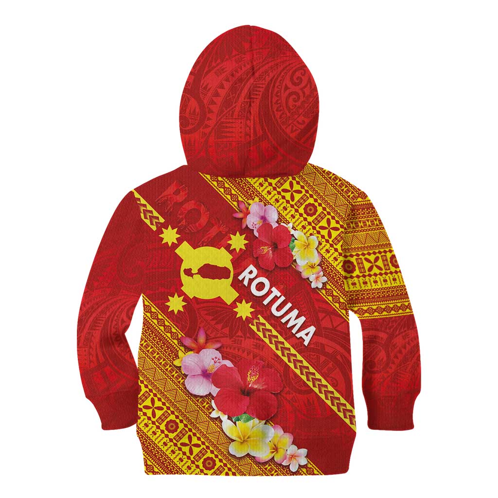 Rotuma Island Kid Hoodie Fijian Tapa with Polynesian Art and Hibiscus