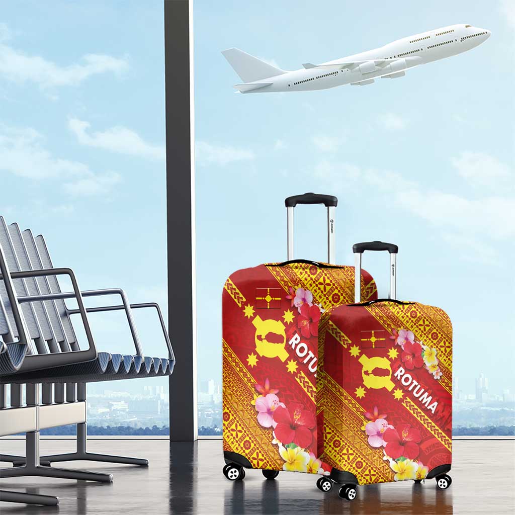 Rotuma Island Luggage Cover Fijian Tapa with Polynesian Art and Hibiscus