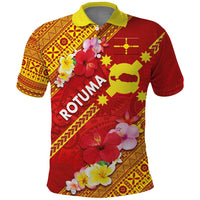 Rotuma Island Polo Shirt Fijian Tapa with Polynesian Art and Hibiscus