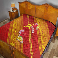 Rotuma Island Quilt Fijian Tapa with Polynesian Art and Hibiscus