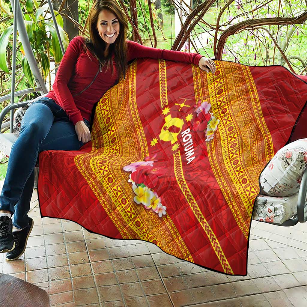 Rotuma Island Quilt Fijian Tapa with Polynesian Art and Hibiscus