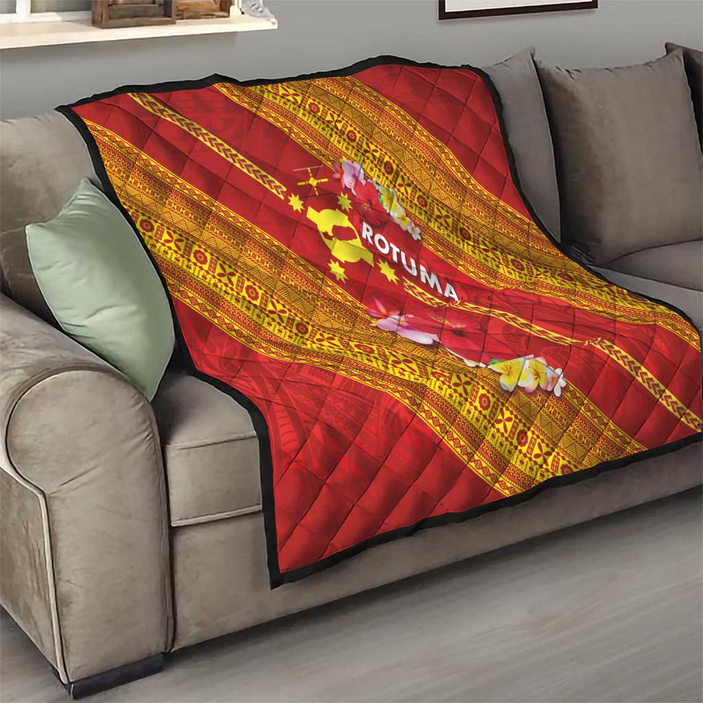 Rotuma Island Quilt Fijian Tapa with Polynesian Art and Hibiscus