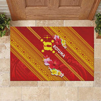 Rotuma Island Rubber Doormat Fijian Tapa with Polynesian Art and Hibiscus