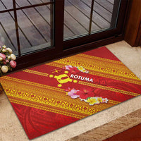 Rotuma Island Rubber Doormat Fijian Tapa with Polynesian Art and Hibiscus