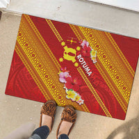 Rotuma Island Rubber Doormat Fijian Tapa with Polynesian Art and Hibiscus