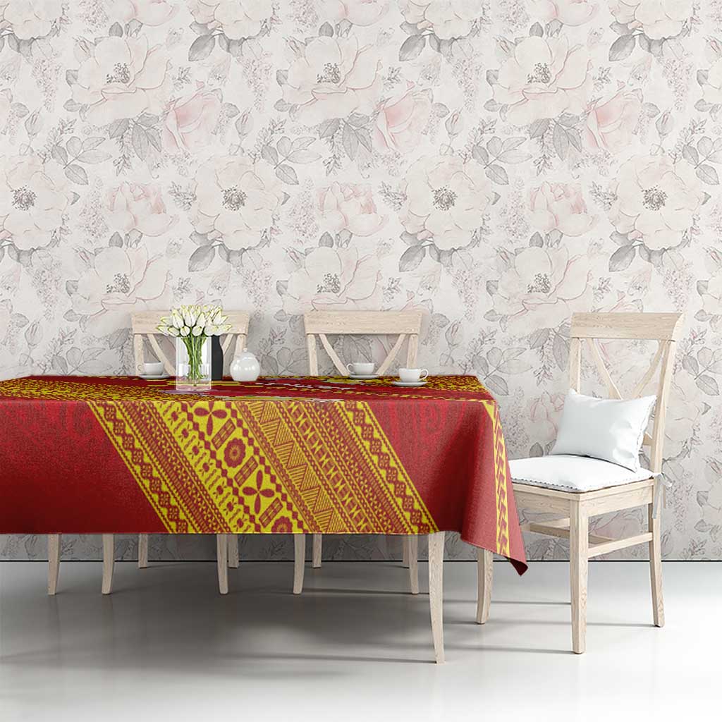 Rotuma Island Tablecloth Fijian Tapa with Polynesian Art and Hibiscus