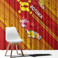 Rotuma Island Window Curtain Fijian Tapa with Polynesian Art and Hibiscus