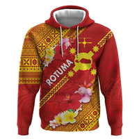 Rotuma Island Zip Hoodie Fijian Tapa with Polynesian Art and Hibiscus