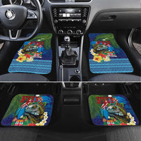 Fiji Iguana-Coat of Arms Car Mats with Hibiscus and Plumeria Palm Tree Tapa Art