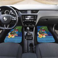 Fiji Iguana-Coat of Arms Car Mats with Hibiscus and Plumeria Palm Tree Tapa Art