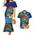 Fiji Iguana-Coat of Arms Couples Matching Mermaid Dress and Hawaiian Shirt with Hibiscus and Plumeria Palm Tree Tapa Art