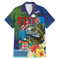 Fiji Iguana-Coat of Arms Family Matching Mermaid Dress and Hawaiian Shirt with Hibiscus and Plumeria Palm Tree Tapa Art