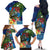Fiji Iguana-Coat of Arms Family Matching Off The Shoulder Long Sleeve Dress and Hawaiian Shirt with Hibiscus and Plumeria Palm Tree Tapa Art