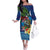 Fiji Iguana-Coat of Arms Family Matching Off The Shoulder Long Sleeve Dress and Hawaiian Shirt with Hibiscus and Plumeria Palm Tree Tapa Art