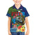 Fiji Iguana-Coat of Arms Family Matching Off The Shoulder Long Sleeve Dress and Hawaiian Shirt with Hibiscus and Plumeria Palm Tree Tapa Art