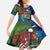 Fiji Iguana-Coat of Arms Family Matching Summer Maxi Dress and Hawaiian Shirt with Hibiscus and Plumeria Palm Tree Tapa Art