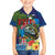 Fiji Iguana-Coat of Arms Family Matching Summer Maxi Dress and Hawaiian Shirt with Hibiscus and Plumeria Palm Tree Tapa Art