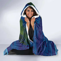 Fiji Iguana-Coat of Arms Hooded Blanket with Hibiscus and Plumeria Palm Tree Tapa Art