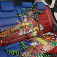 Personalised Fiji and Rotuma Together Back Car Seat Cover Fjian Masi and Pacific Pattern Mix Culture