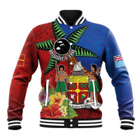 Personalised Fiji and Rotuma Together Baseball Jacket Fjian Masi and Pacific Pattern Mix Culture