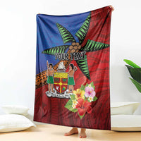 Personalised Fiji and Rotuma Together Blanket Fjian Masi and Pacific Pattern Mix Culture
