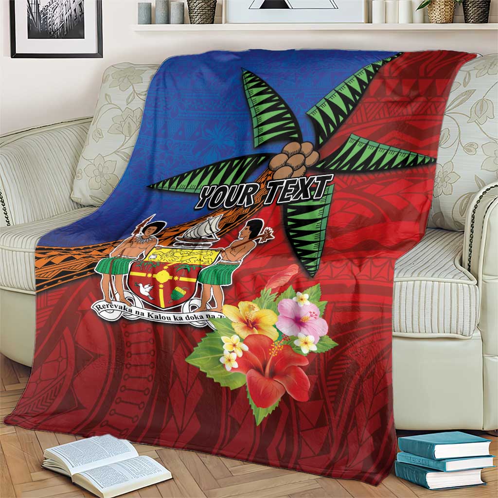 Personalised Fiji and Rotuma Together Blanket Fjian Masi and Pacific Pattern Mix Culture