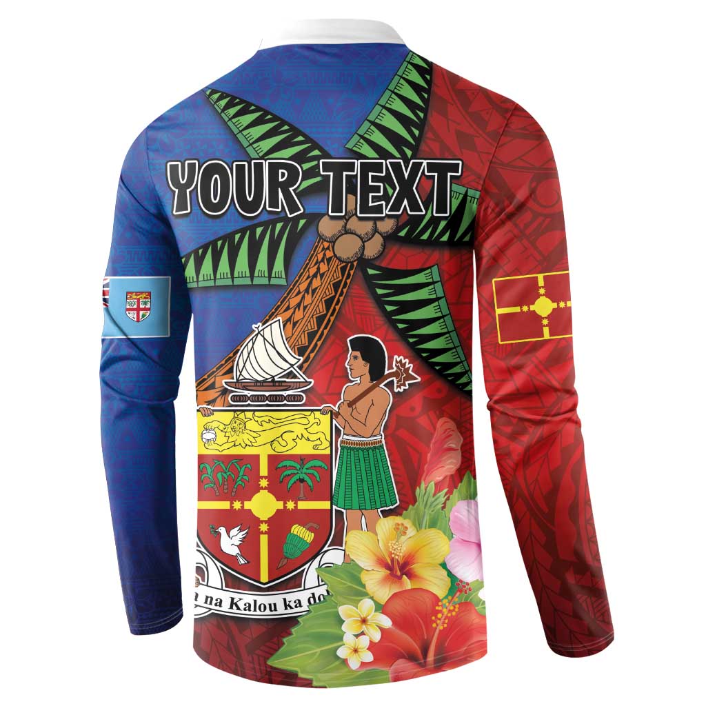 Personalised Fiji and Rotuma Together Button Sweatshirt Fjian Masi and Pacific Pattern Mix Culture
