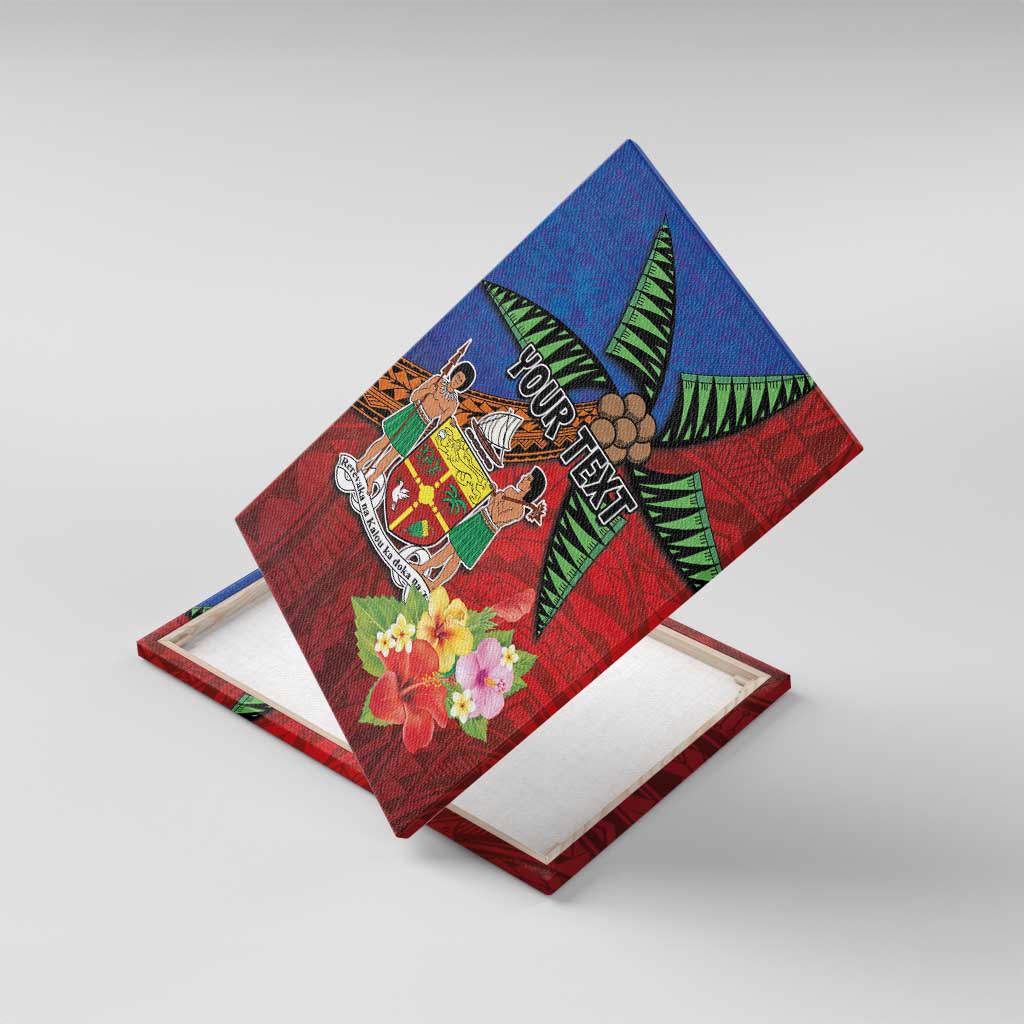 Personalised Fiji and Rotuma Together Canvas Wall Art Fjian Masi and Pacific Pattern Mix Culture