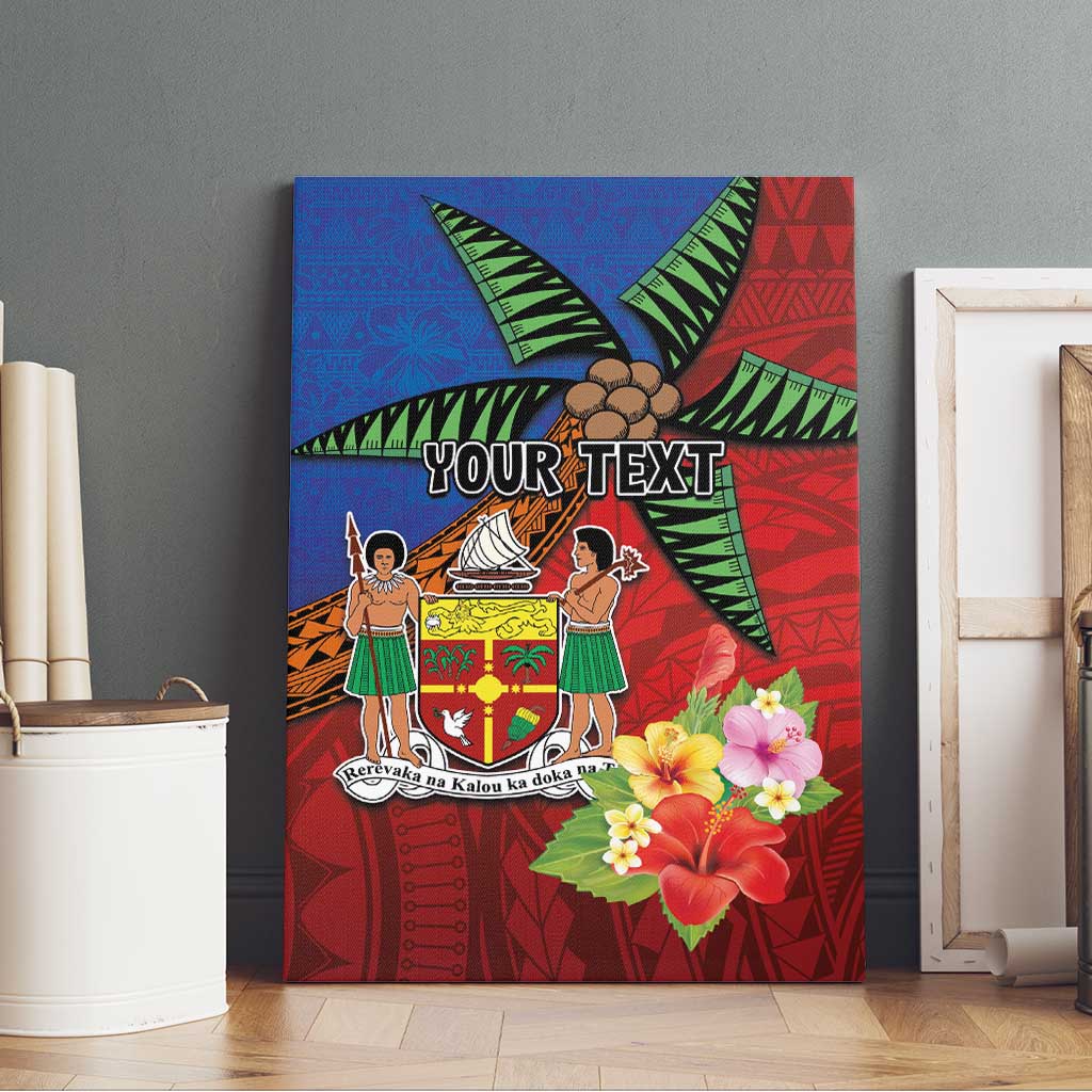 Personalised Fiji and Rotuma Together Canvas Wall Art Fjian Masi and Pacific Pattern Mix Culture