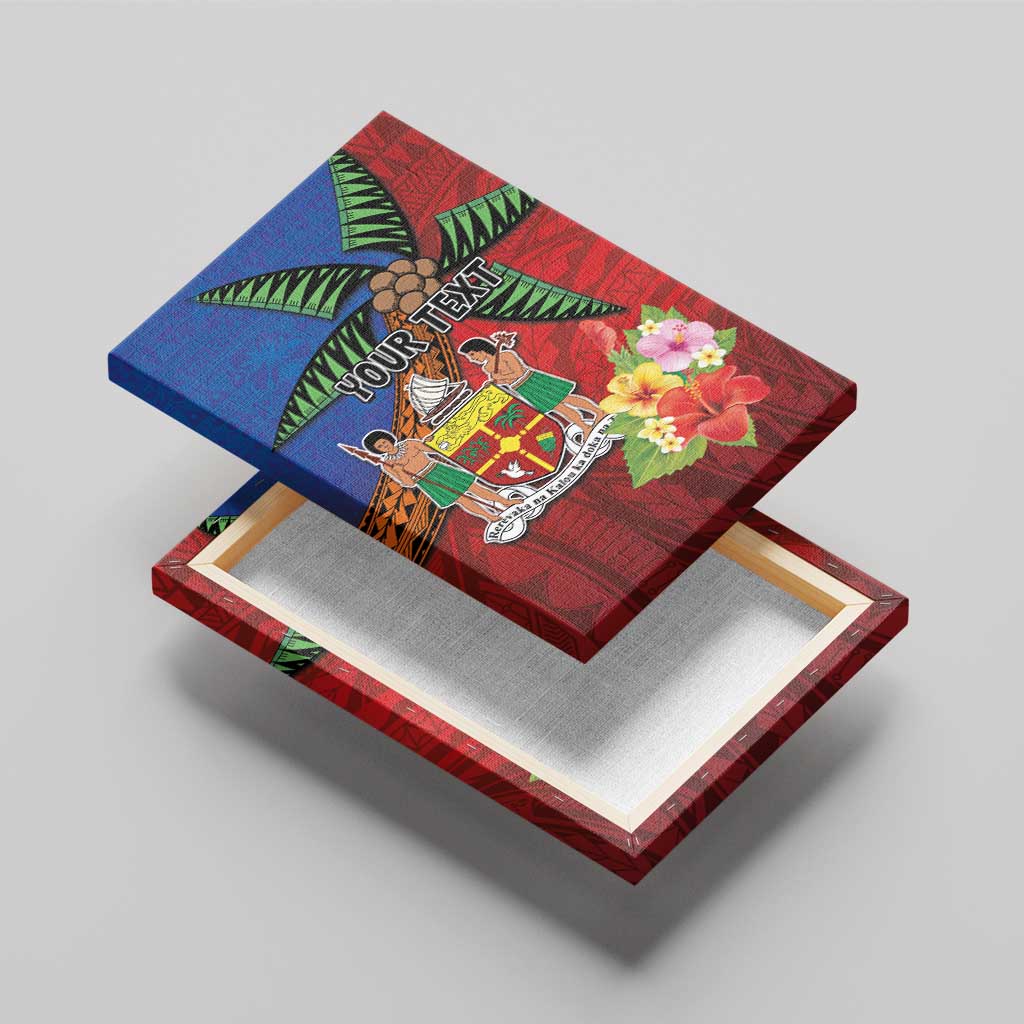 Personalised Fiji and Rotuma Together Canvas Wall Art Fjian Masi and Pacific Pattern Mix Culture