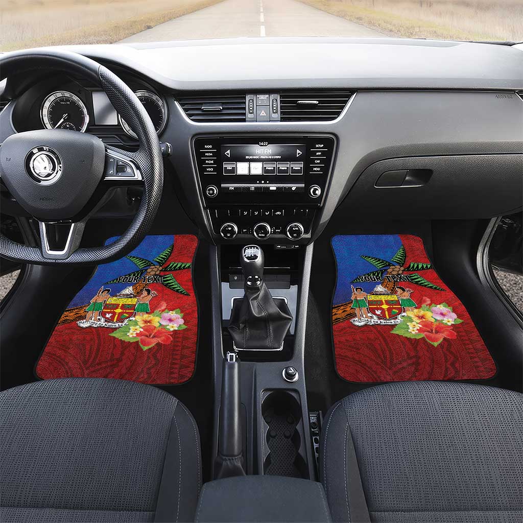 Personalised Fiji and Rotuma Together Car Mats Fjian Masi and Pacific Pattern Mix Culture