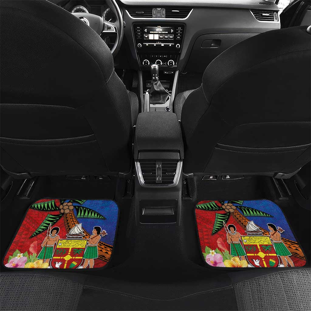 Personalised Fiji and Rotuma Together Car Mats Fjian Masi and Pacific Pattern Mix Culture