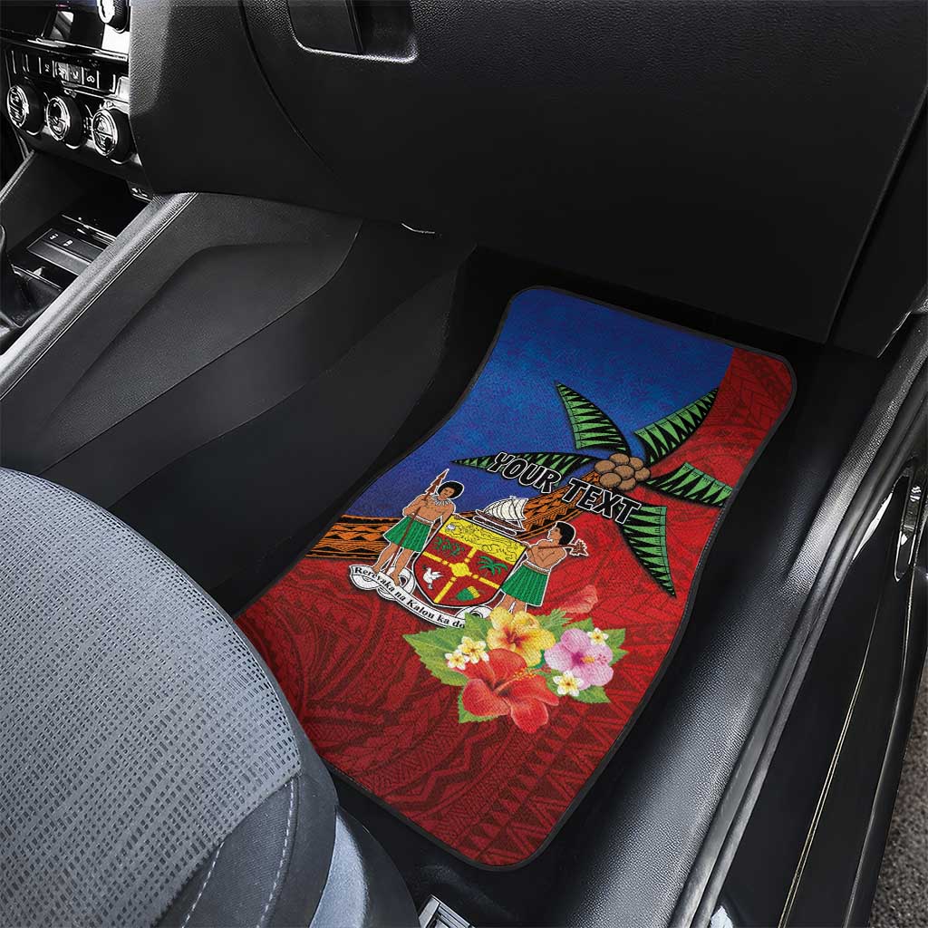 Personalised Fiji and Rotuma Together Car Mats Fjian Masi and Pacific Pattern Mix Culture