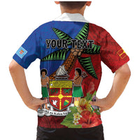 Personalised Fiji and Rotuma Together Family Matching Mermaid Dress and Hawaiian Shirt Fjian Masi and Pacific Pattern Mix Culture