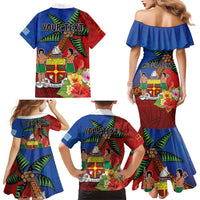 Personalised Fiji and Rotuma Together Family Matching Mermaid Dress and Hawaiian Shirt Fjian Masi and Pacific Pattern Mix Culture